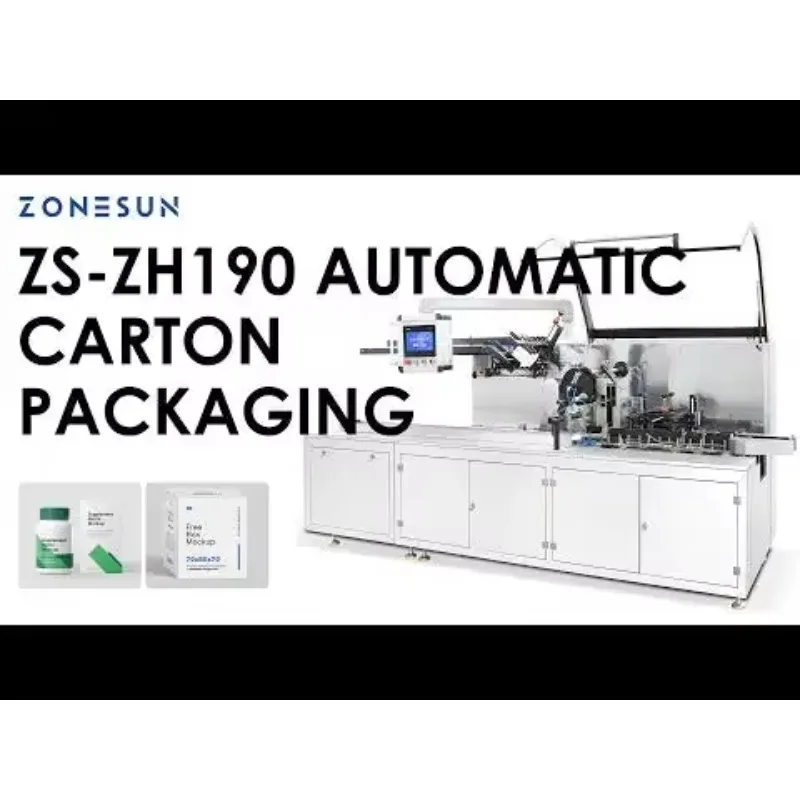 ZONESUN ZS-ZH190 آلة الكرتون الأوتوماتيكية |   آلة تعبئة الصناديق الأفقية للعطور ومستحضرات التجميل،
