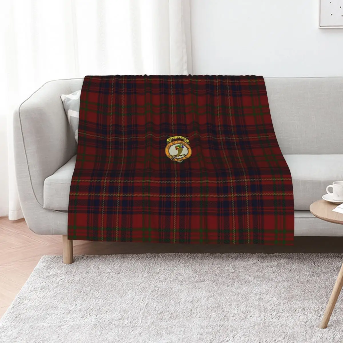 Walker Scottish Tartan and Crest Throw Blanket Decorative Sofas Bed Fashionable Weighted Hairy Travel Blankets