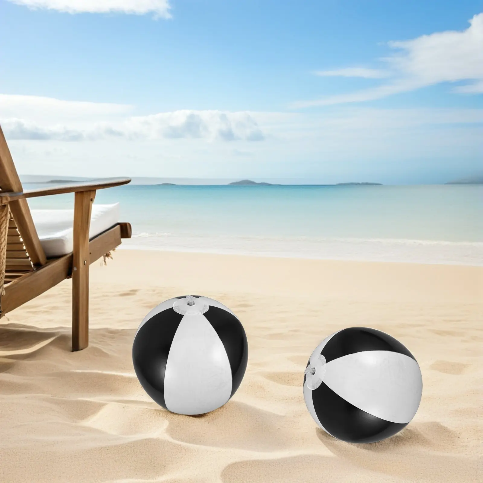 Inflatable Beach Balls 6 Pack 36cm Black White Lightweight Pool Toys for Summer Outdoor Games