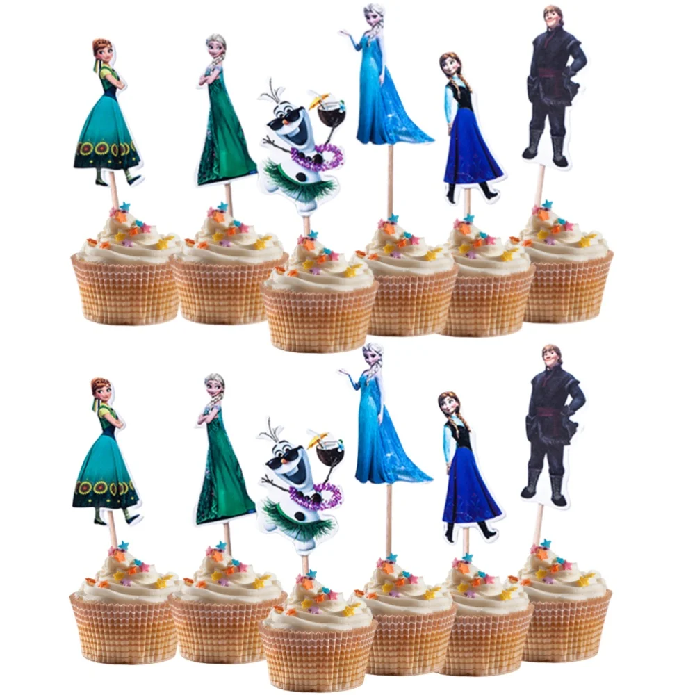 Disney Frozen Cake Toppers Princess Elsa Birthday Cake Decorations Snow Queen CupCake Topppers For Kids Baby Shower Supplies