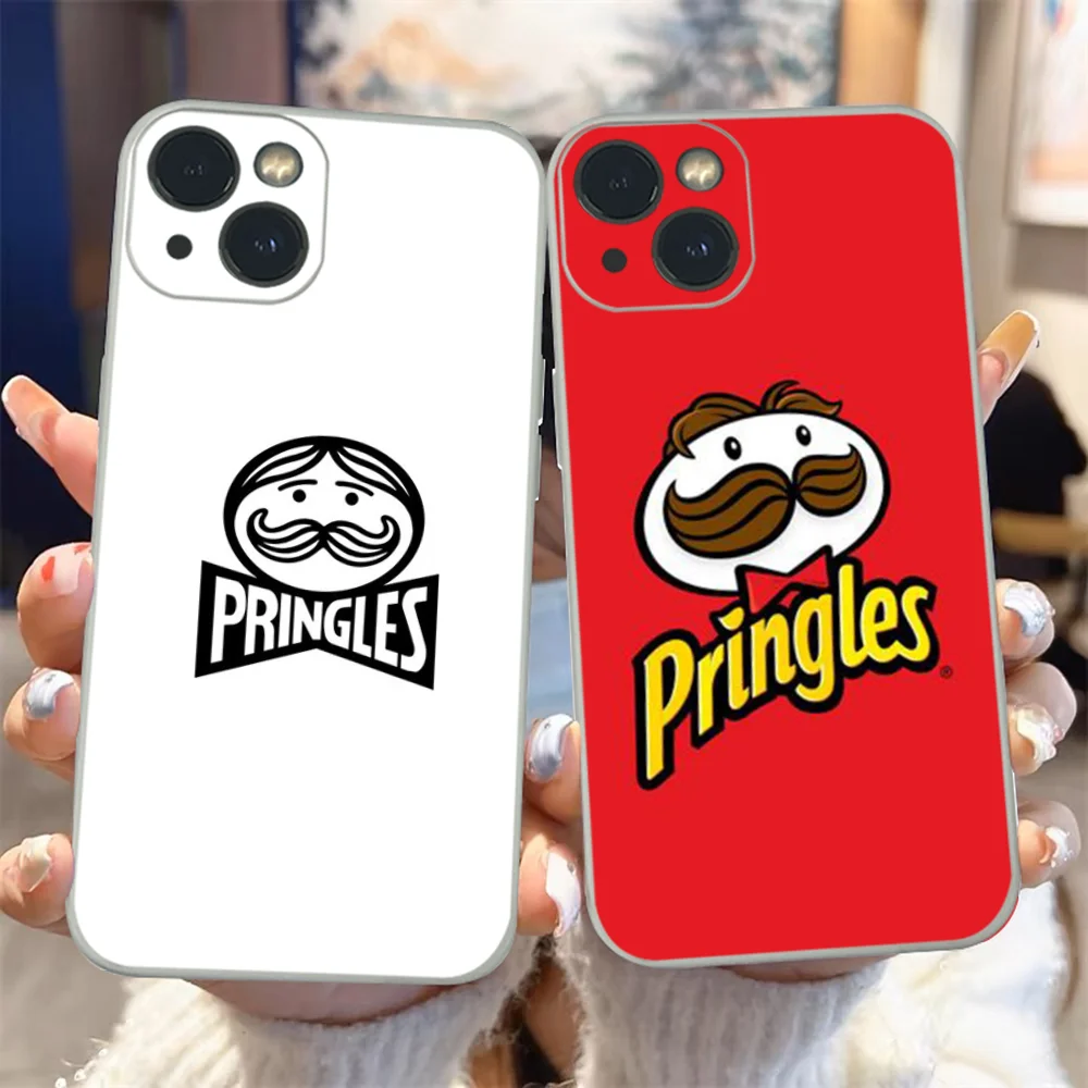 P-pringles-funda de teléfono para iPhone 14, 13, 12, 11 Pro Max, XS Max, X, XR, 7, 8 Plus, Mini, material de TPU blanco