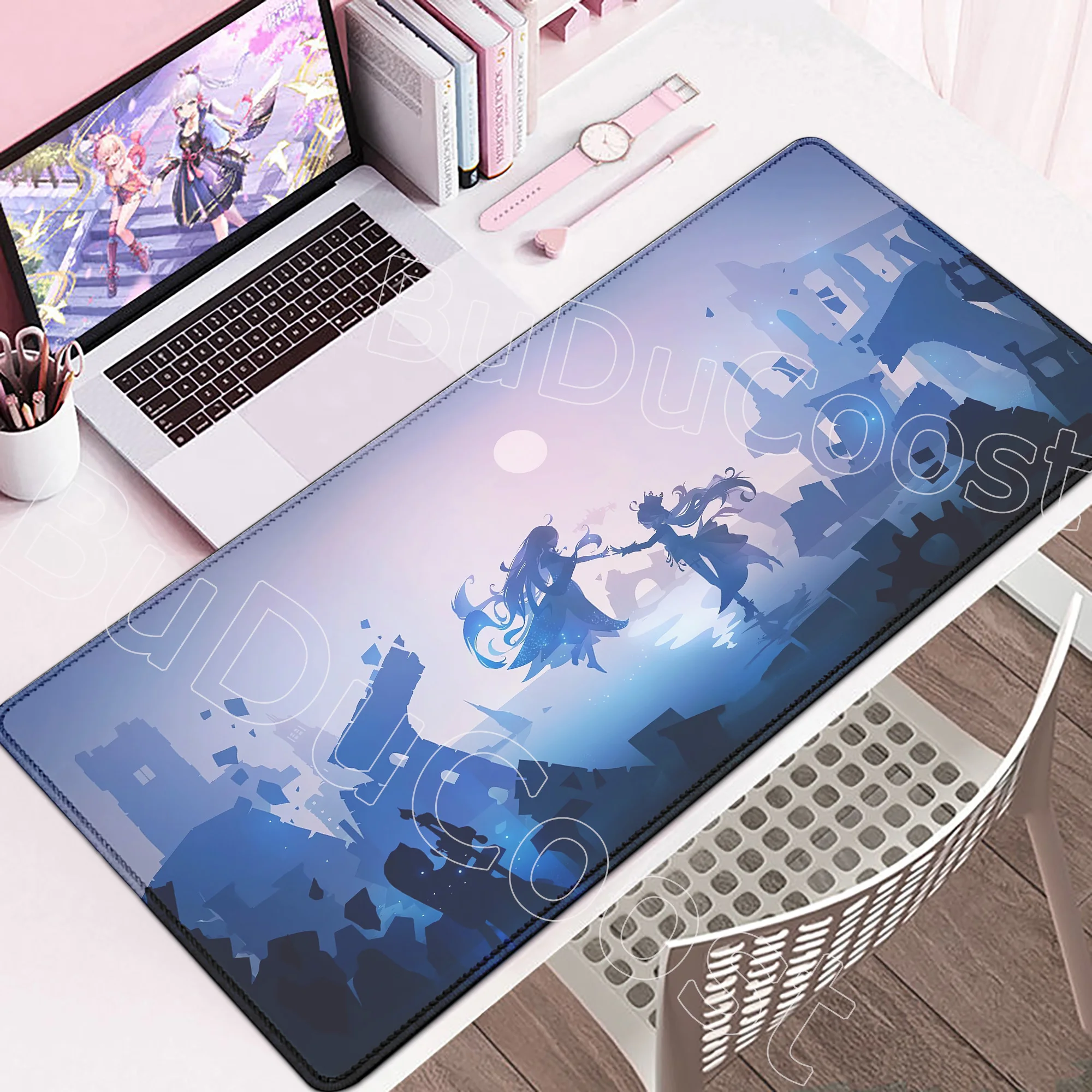 

Anime Game HD Computer Lock Edge Mousepad Genshin Impact Flins Mavuika Nahida Furina Mouse Pad Large High Quality Table Desk Pad