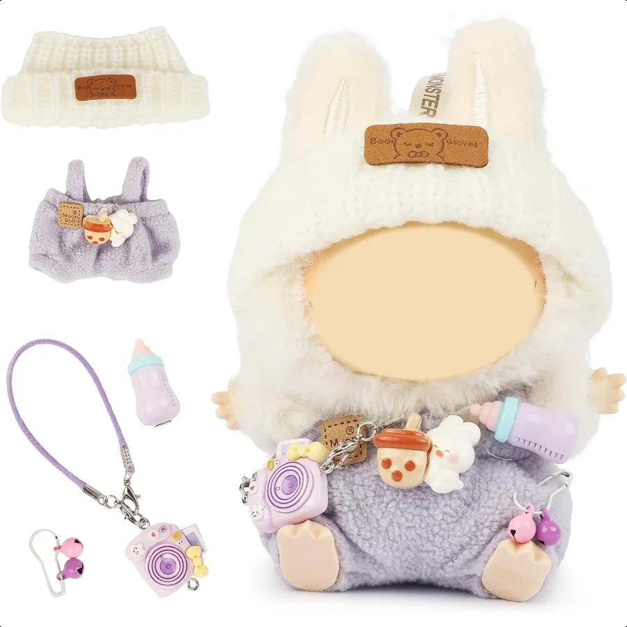 

Doll Clothes for labubu 17cm 15cm Dolls Outfit Set Luxury Chic Style HighEnd Fashion Suitable Doll Accories No Doll (Purple)