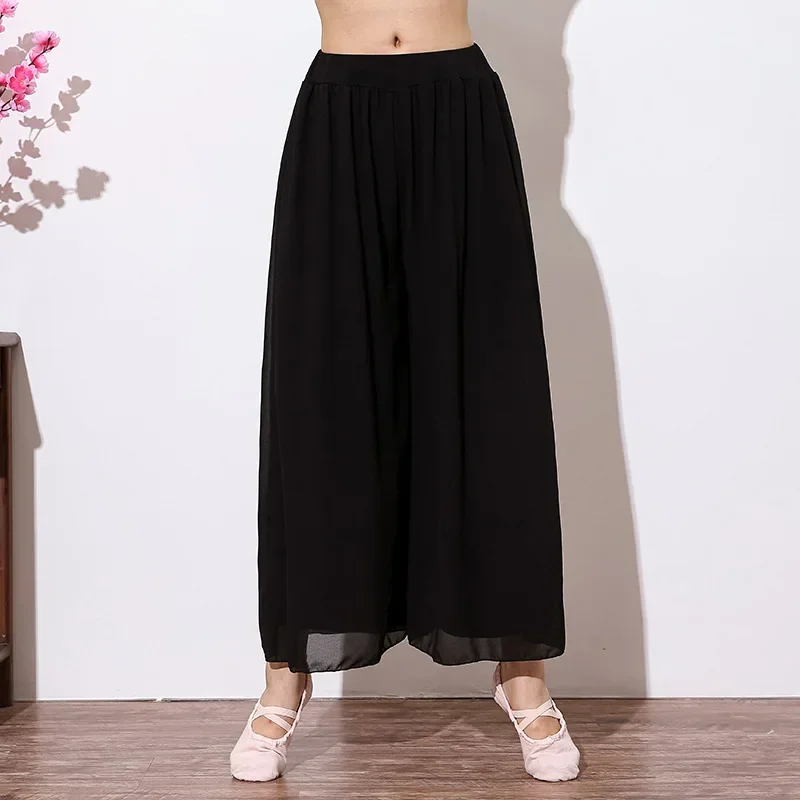 

Новый танцевальный костюм, тренировочные брюки, свободные и элегантные шифоновые широкие брюки, современный танец, классическая одежда для народных танцев