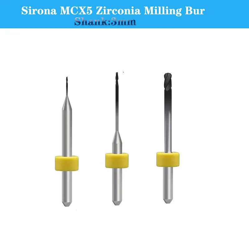 1PC Dental Lab CADCAM Milling Sirona MCX5 Zirconia Cutters DC,DLC Coating Shank 3MM