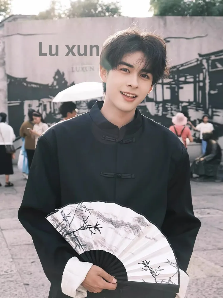 

New Chinese Sle Men's Suit Jaet Collar Button Casual Western Clothes Zhongan Suit Tang Suit Jaet for Teenagers