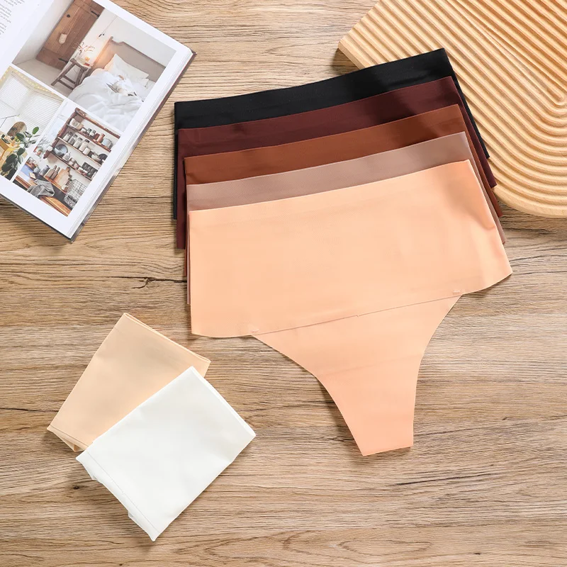 Hot Sale Seven Colors Women Mid Waist Tanga Thin Tangas De Mujer Ice Silk Traceless Thong For Women Seamless Panties