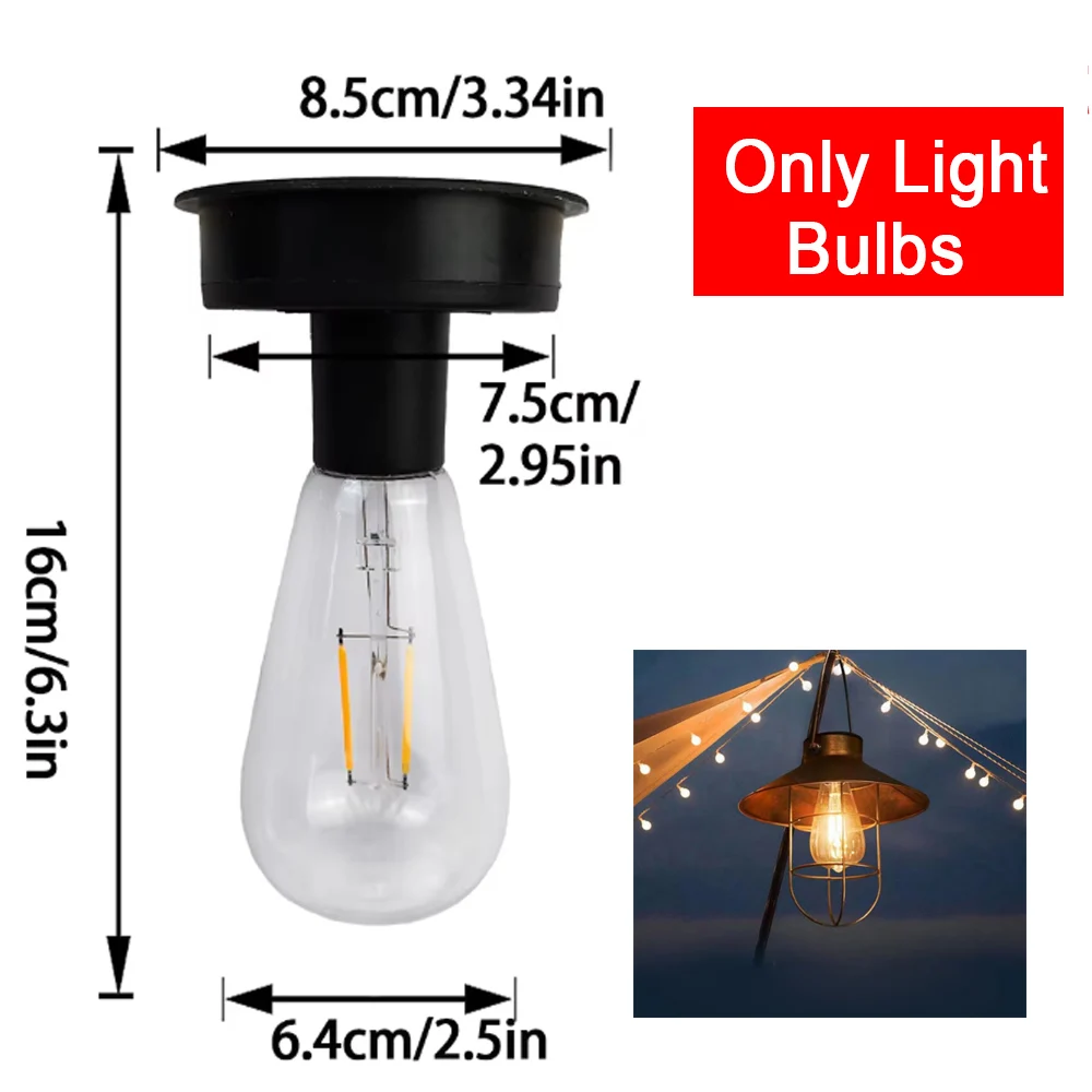 

2 PCS Solar Lamp with LED Bulb Replacement Solar Light IP44 Waterproof Atmosphere Decorate Light Outdoor Camping Picnic Bulb