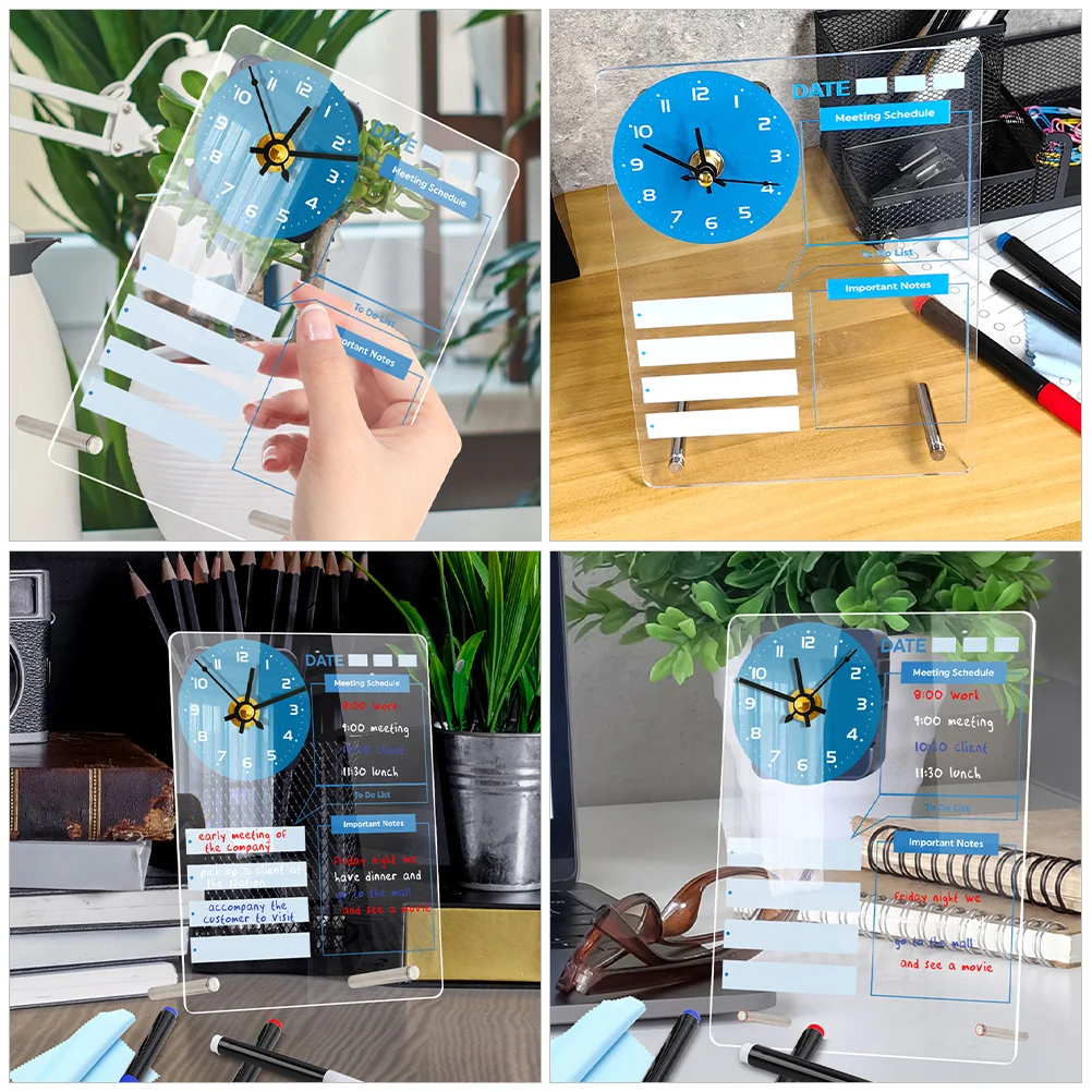 

1 Set Acrylic Standing Notepad Desktop Whiteboard Planner Board For Task Schedule Organizer Dry Erase Tabletop Memo Writing