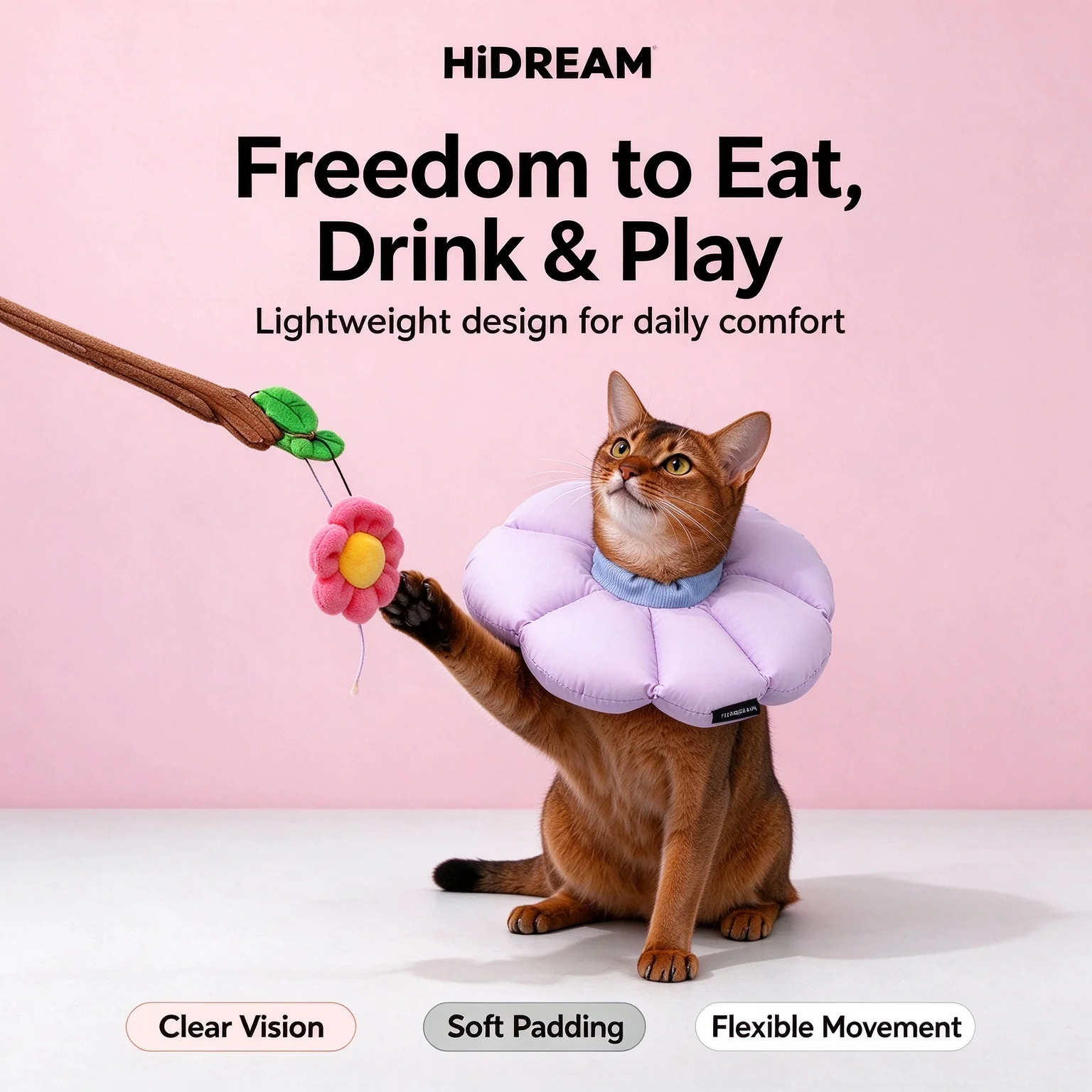 Cat Recovery Collar Soft Flower Elizabeth Cone Anti Lick Bite Waterproof Lightweight Allow Eating Drinking Post Surgery