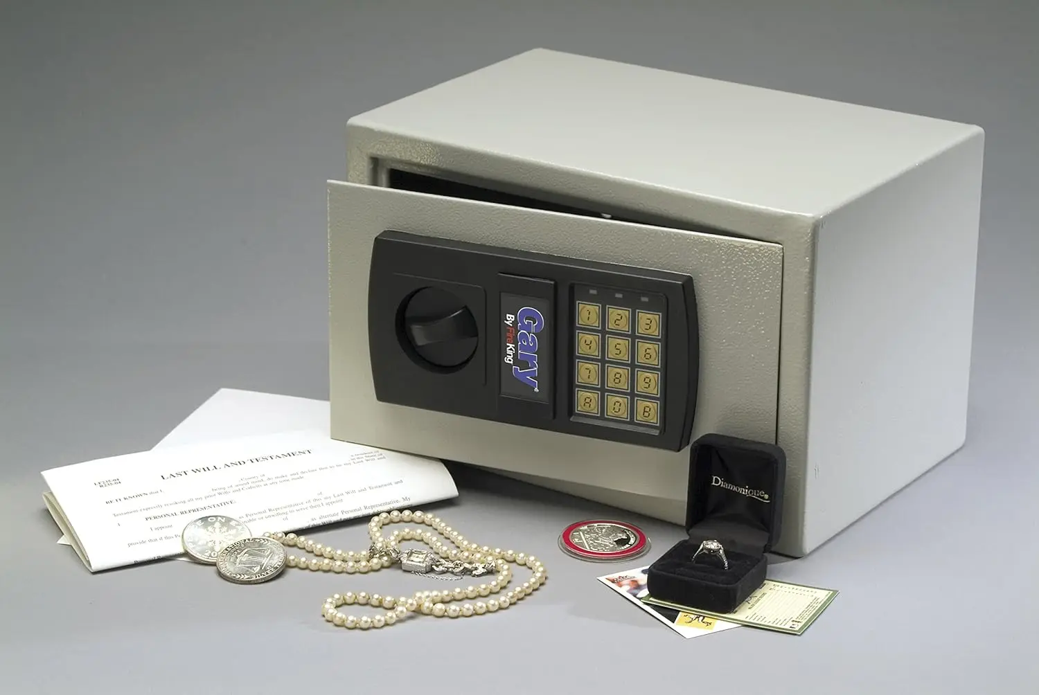 Gary by FireKing HS1207 Cofre eletrônico pessoal contra incêndio com kit de parafusos, 7 3/4 x 12 1/4 x 7 3/4 polegadas