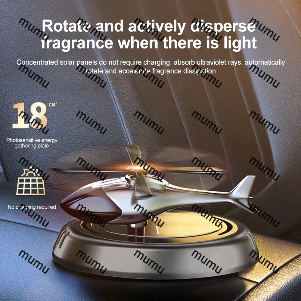 

Car Air Freshener Solar Powered Rotation Helicopter Solar Aromatherapy ABS Wooden Fragrance Auto Aroma Diffuser