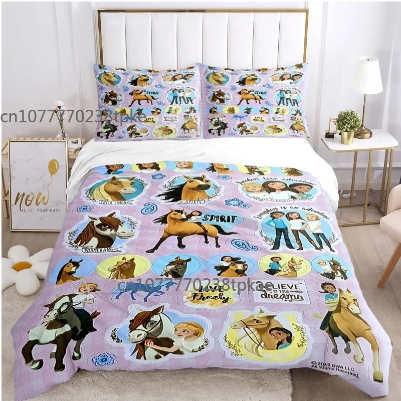 Spirit Riding Free Horse Children Girl Duvet Cover Sets Printed Bedding Set Double Queen King Size 2/3pcs,Bettbezug