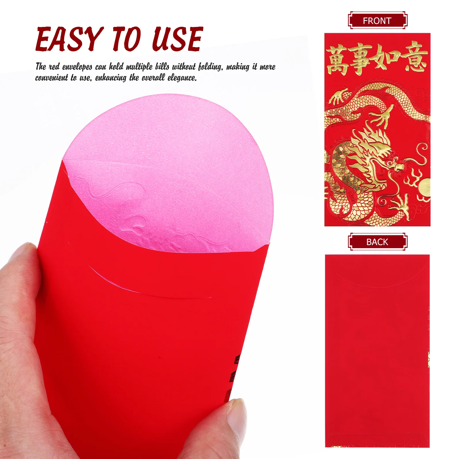 

36 Pcs Year Red Packet Luck Money Bag Golden Embossed Envelopes Large Size 2024 Chinese Festival Decor New Year Gift