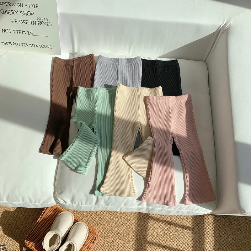 

Simple and Pure 2024Spring and Autumn Wear Baby Girl All-Match Casual Flared Pants Little Girl Western Style Cotton Pants