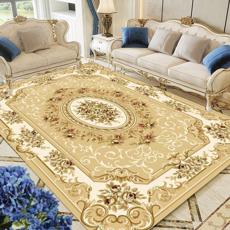 Alfombra lavable para sala de estar, tapete de estilo europeo para decoración del hogar, área de patrón tradicional, dormitorio, sofá grande