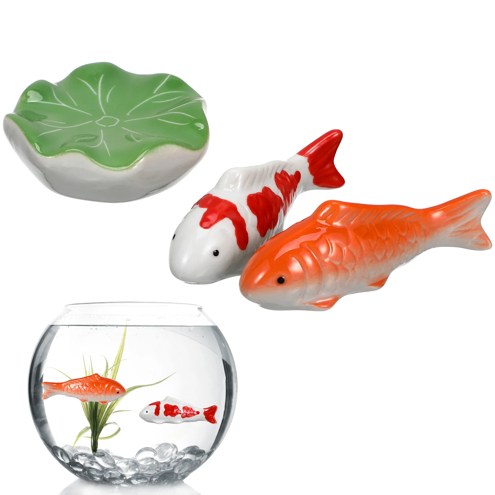 

Artificial Floating Animals Aquarium Underwater Craft Pond Fish Decoration Ceramic Fake Goldfish