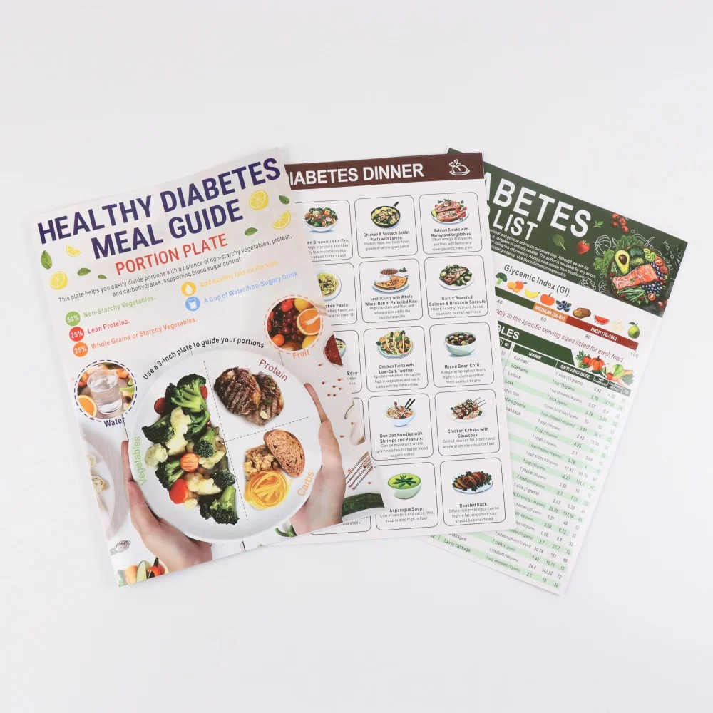 3 unids/set lista de alimentos plan de comida, recetas de dieta saludable, lista de dieta para la diabetes guía de comida saludable, manual de dieta alimentaria