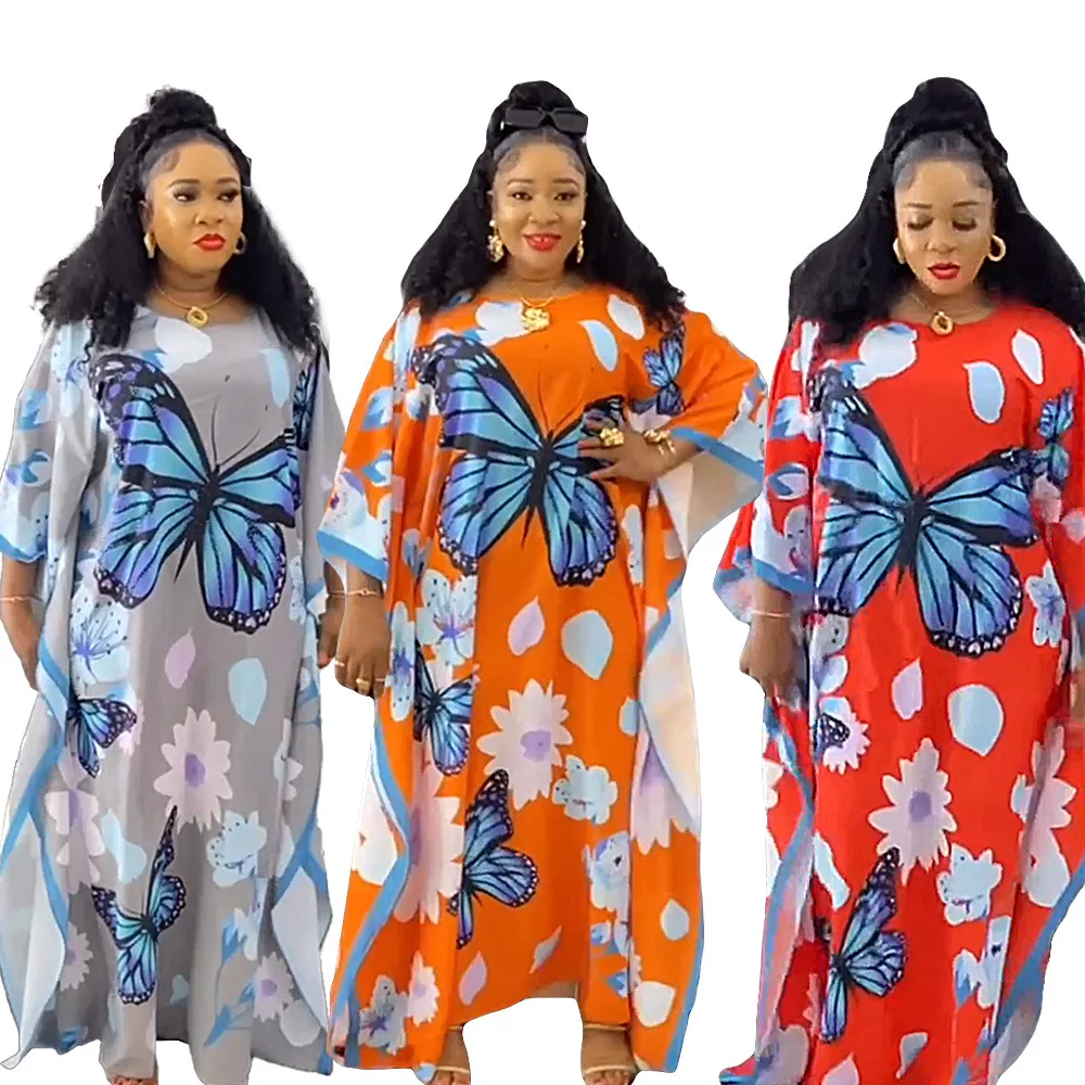 

Plus Size Dresses for Women Summer Fashion 2024 African 3/4 Sleeve Polyester Print Long Maxi Dress Gowns Outfits Africa Clothing