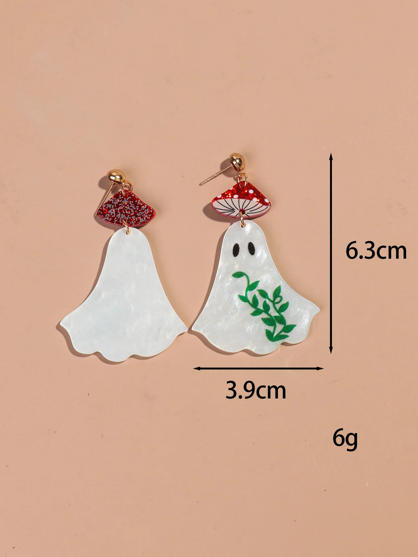 Halloween Cute Mushroom Ghost Acrylic Earrings for Women New Lovely Cartoon Spooky Green Leaves Drop Earring Party Jewelry Gifts