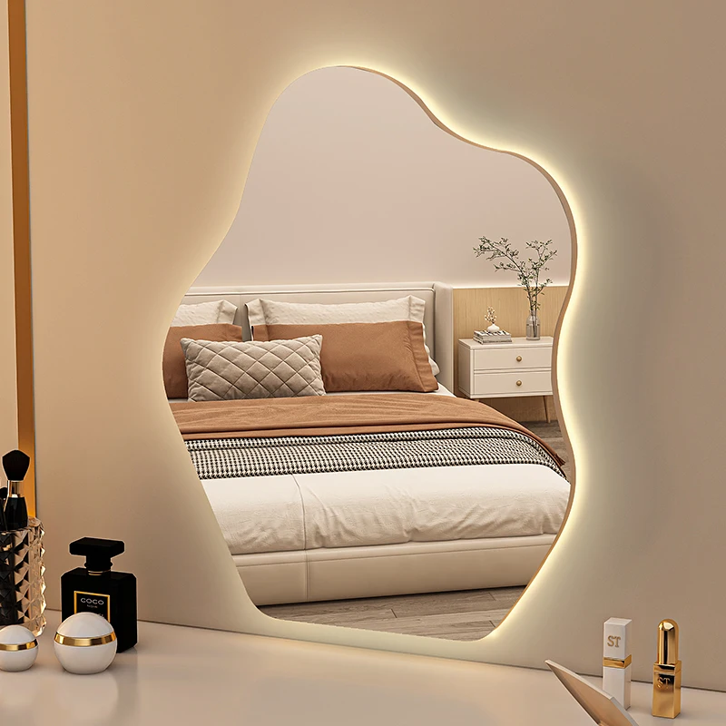 

Asymmetrical Irregular Light Mirror Dressing Table Art Aesthetic Standing Mirror Luxury Modern Spiegel Wand Home Decorations