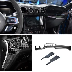 LHD Real Dry Carbon Interior Accessories Car Dashboard Cover 4 holes Console Trims For Ford Mustang GT 2015-2023