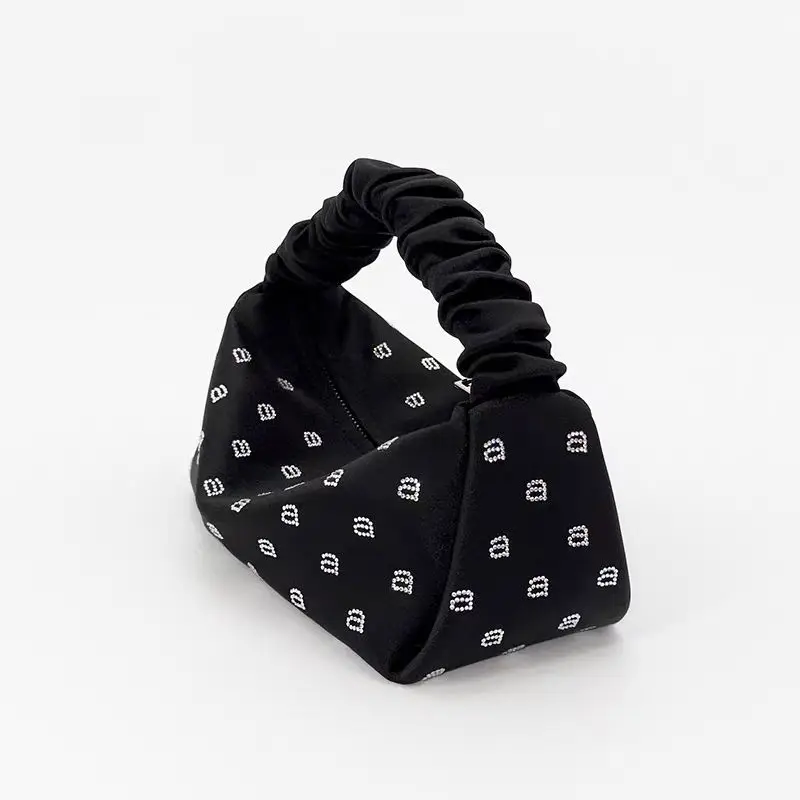 New Satin Diamond Letter AW Wang Chain One Shoulder Crossbody Bag Women\'s Tote Dumpling Bag Cosmetic Bag Shopping Bag Wallet