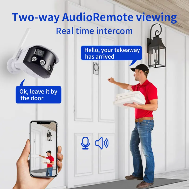4MP ICsee APP Dual Lens 170Degree Panoramic View  PTZ wifi IP Bullet Camera Full Color AI Humanoid  Security CCTV Baby Monitor