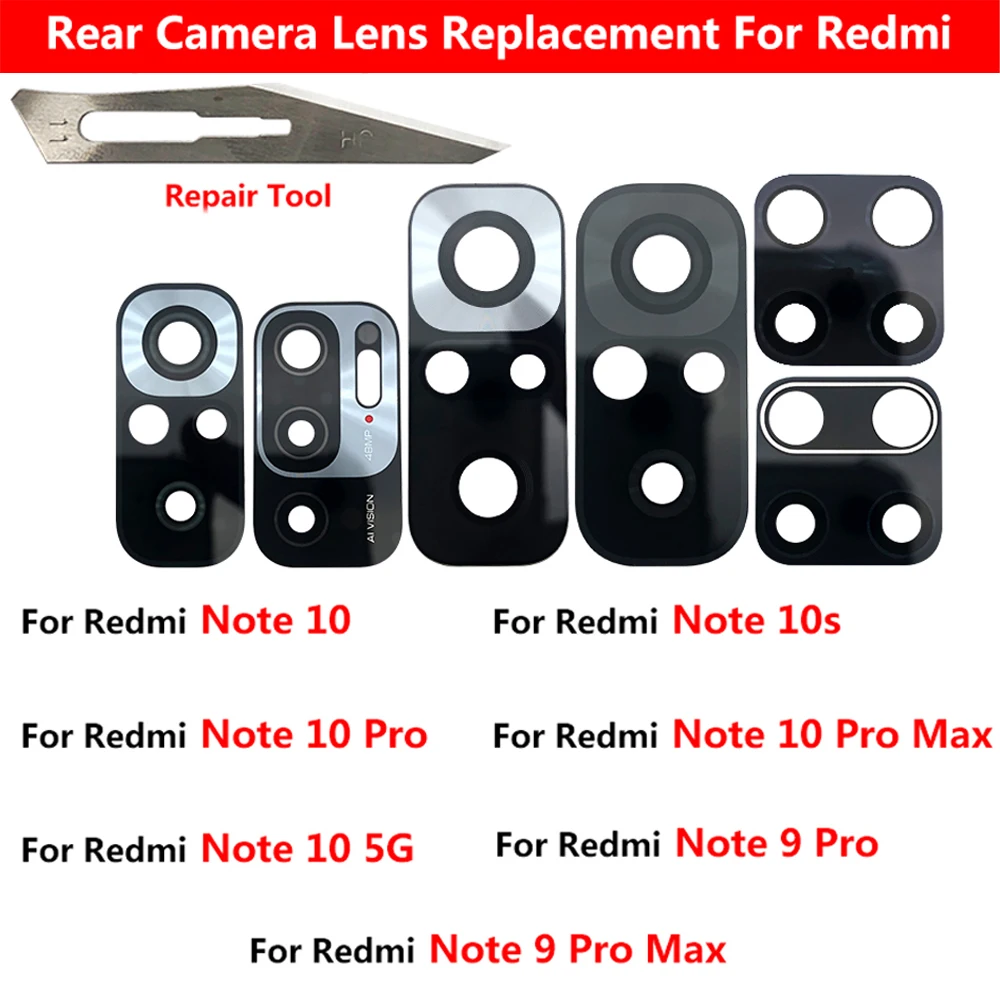 NEW Camera Glass Lens Back Rear Camera Glass Lens With Glue Ahesive For Xiaomi Redmi 9C 7A 9A 8A Note 7 8 9 Pro Max 9S 8T 9T 5G