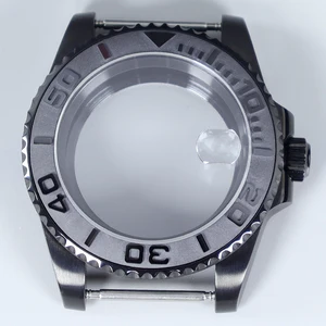 40mm NH Watch Case Black Sapphire Crystal For Yacht NH35 NH36 NH34/38 Miyota8215 ETA 2836 2824 Movt 20ATM Wate