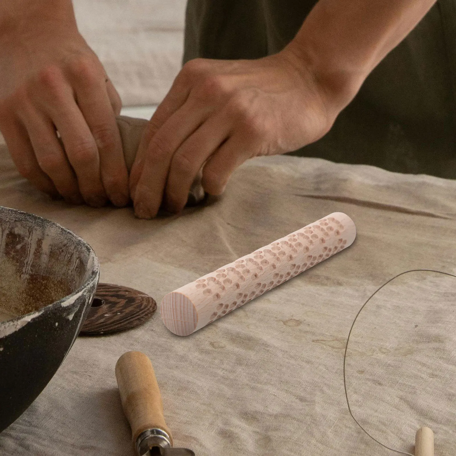 

Embossed Rolling Pin For Clay Baking Wooden Texture Roller Multifunctional Polymer Clay Tool Fondant Rolling Pin Handcraft Diy