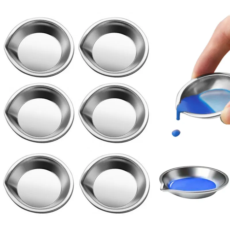 Stainless Steel Painting Palette Spouted Color Bowls Oil Paint Trays Paint Color Mixing Cups Color Mixing DIY Painting Tools