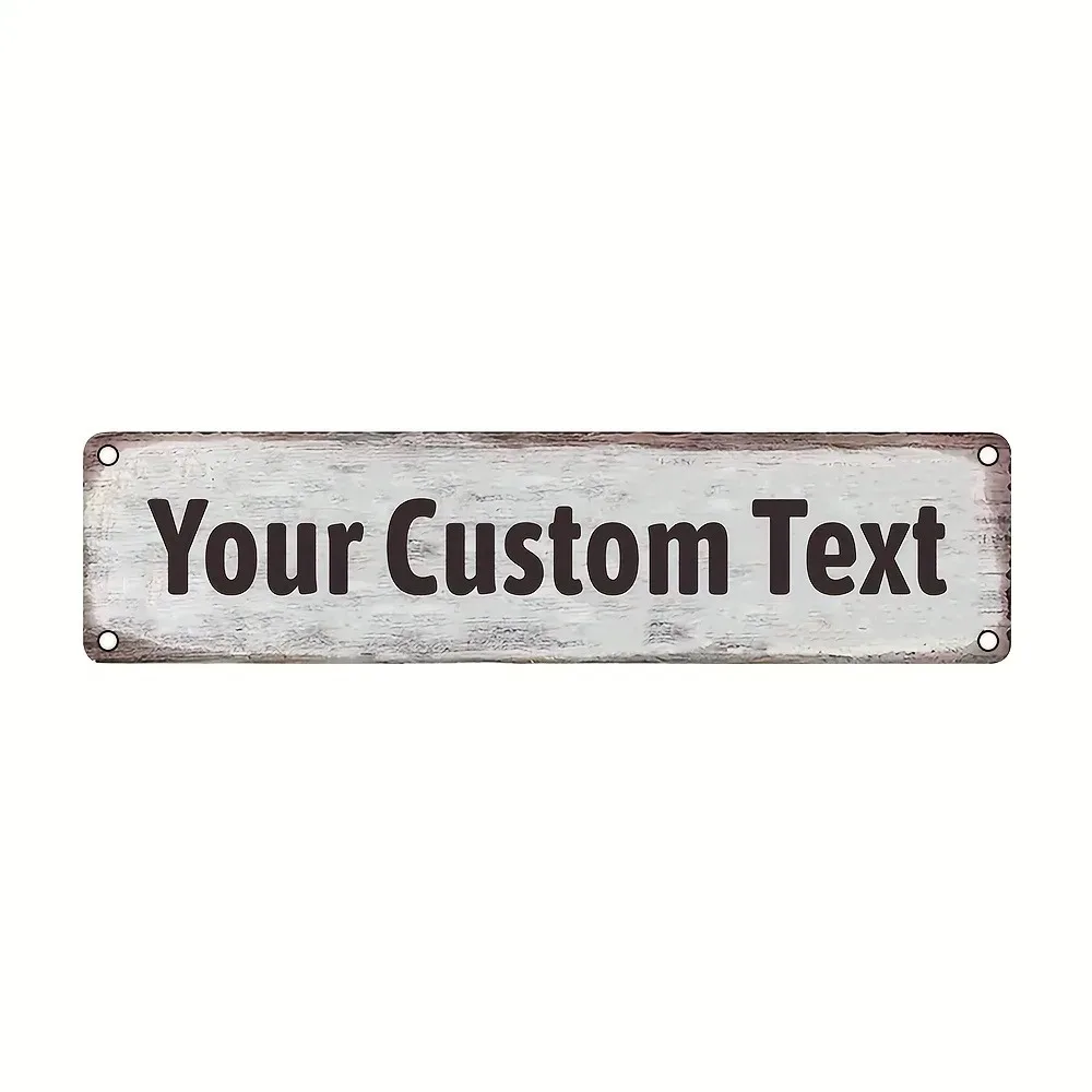 [2D Flat] 1pc Personalized Whitewashed Wood Grain Vintage Metal Sign Wall Decor (Only For Decoration)