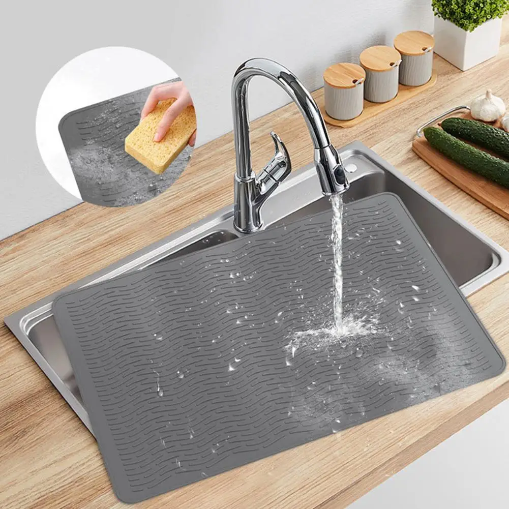 وسادة مطبخ مقاومة للحرارة غطاء زجاجي مضاد للحرق وسادة تصريف من السيليكون مقاومة للحرارة للأواني الساخنة لكونترتوب للأواني #3