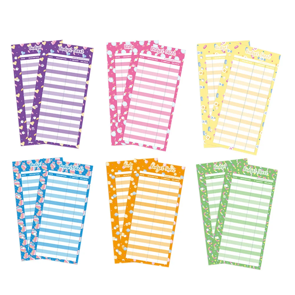 

24Pcs Candy Pattern Budget Cards Money Organizer Sheets for Expense Tracking Simple Budget Sheets Business Use