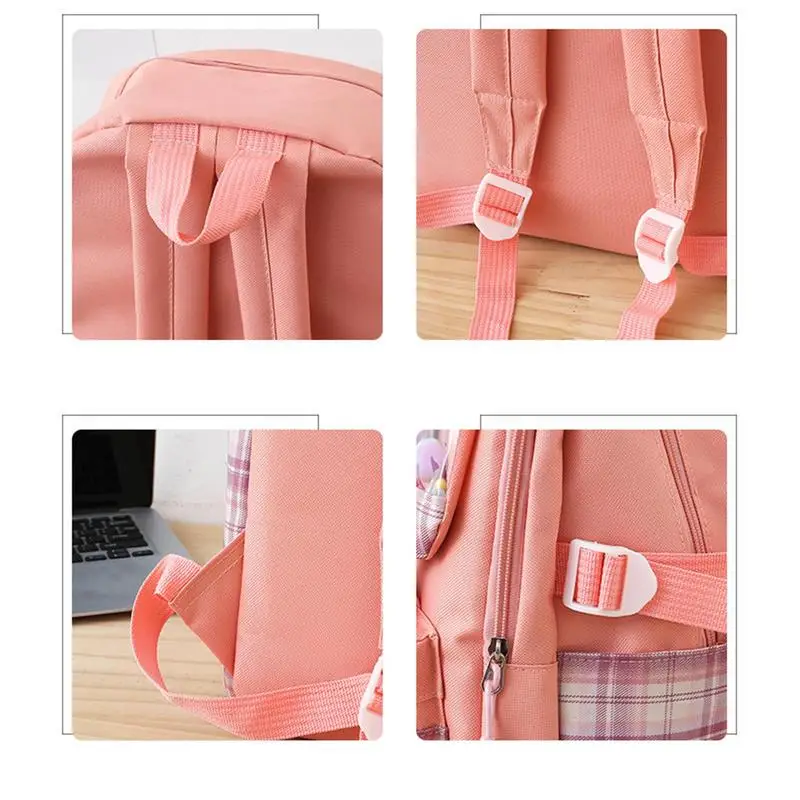 Cute Backpack Set For Girls School Backpack For Kids Pencil Case Tote Bag Schoolbag Backpack With Rabbit Pendant Student Back To