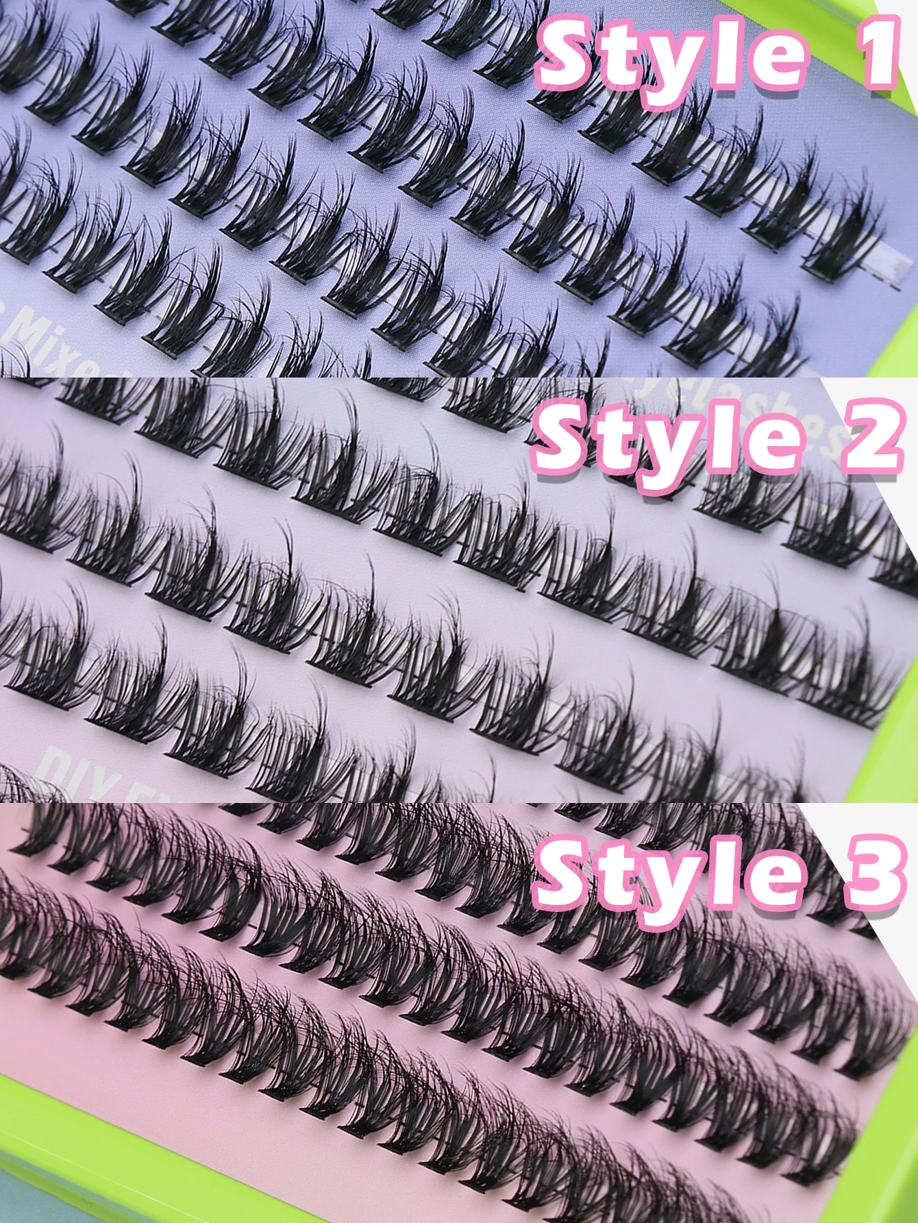 192 مجموعة من 3 أنماط مزيج من الرموش المخصصة للعيون الملونة والحفلات الطبيعية والنوادي وحفلات اجتماعات العمل اليومي والنوادي