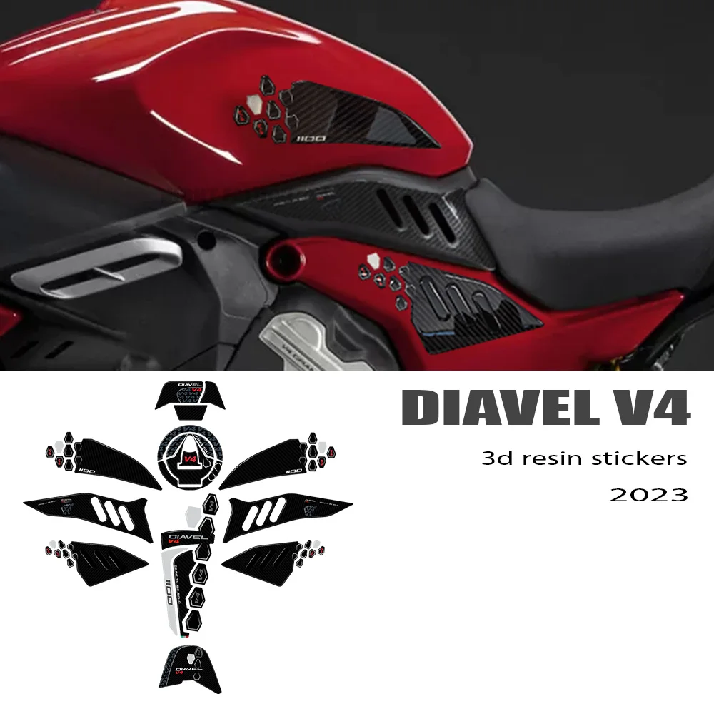 diavel v4 tank pad Accessories Protector 3D Epoxy Resin Sticker Kit for Motorcycle Ducati Diavel V4 2023-