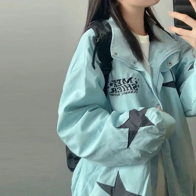 

Biker Jackets Womens Jacket Unique Spring Advanced All-Match Artistic Blends Lapels Contrast Colorful Streetwears Cleanfit Femme