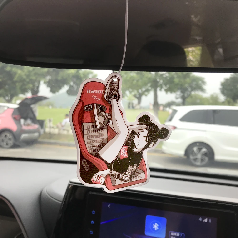 New JDM Style Air Freshener Car Rearview Mirror Pendant Car Gagdets Solid Paper Decoration Car Decoration Anime Car Accessories