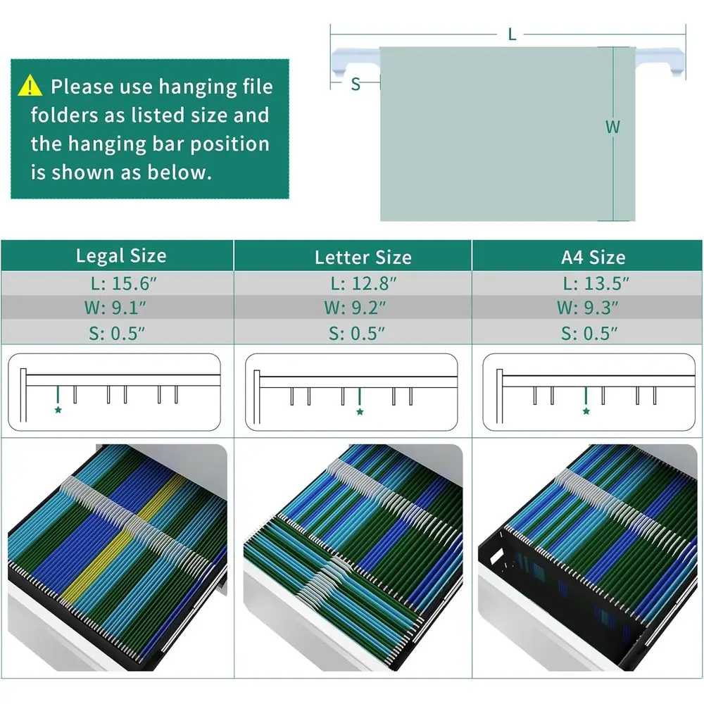 خزانة ملفات متنقلة بيضاء معدنية ذات 3 أدراج مع قفل، وحجم قانوني/حرف، وحدة تخزين مجمعة مسبقًا للمكتب