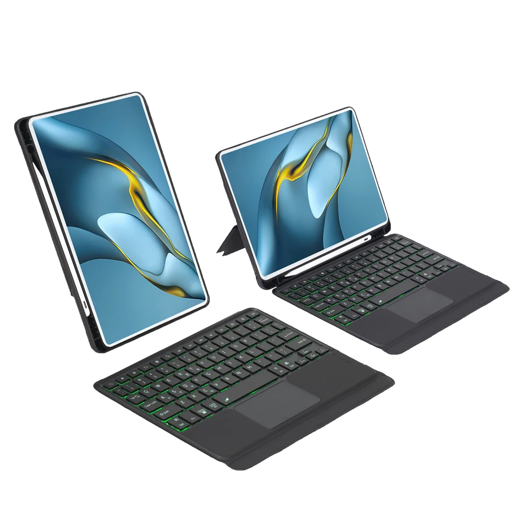TH109-AS Etui na klawiaturę do Huawei MatePad Pro 10.8 (2021) / (2019) / MatePad Pro 10.8 5G (2019) Skórzana osłona stojaka + podświetlenie do