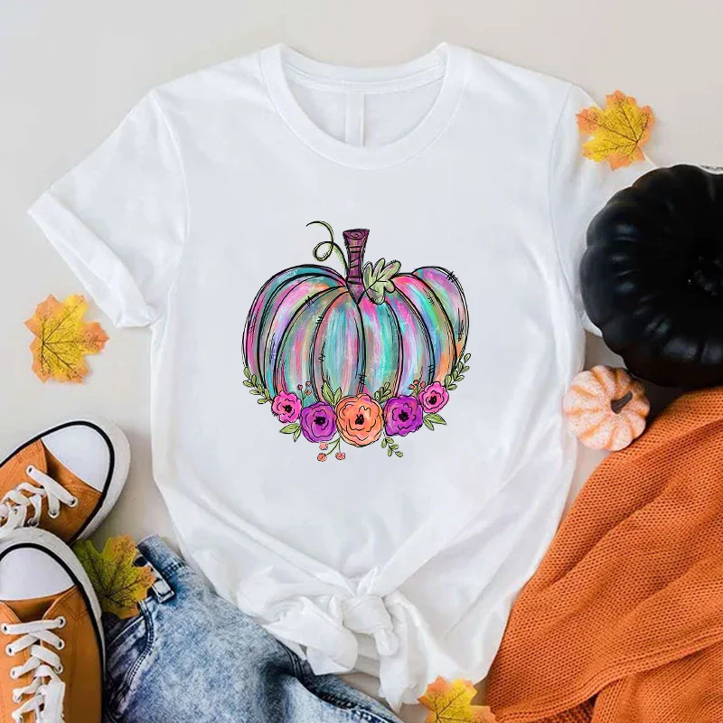 

New Funny Fall Pumpkin Graphic Print T-Shirt Cool Summer Soft Harajuku Short Sleeve Plus Size Tops(Premium T-shirt)