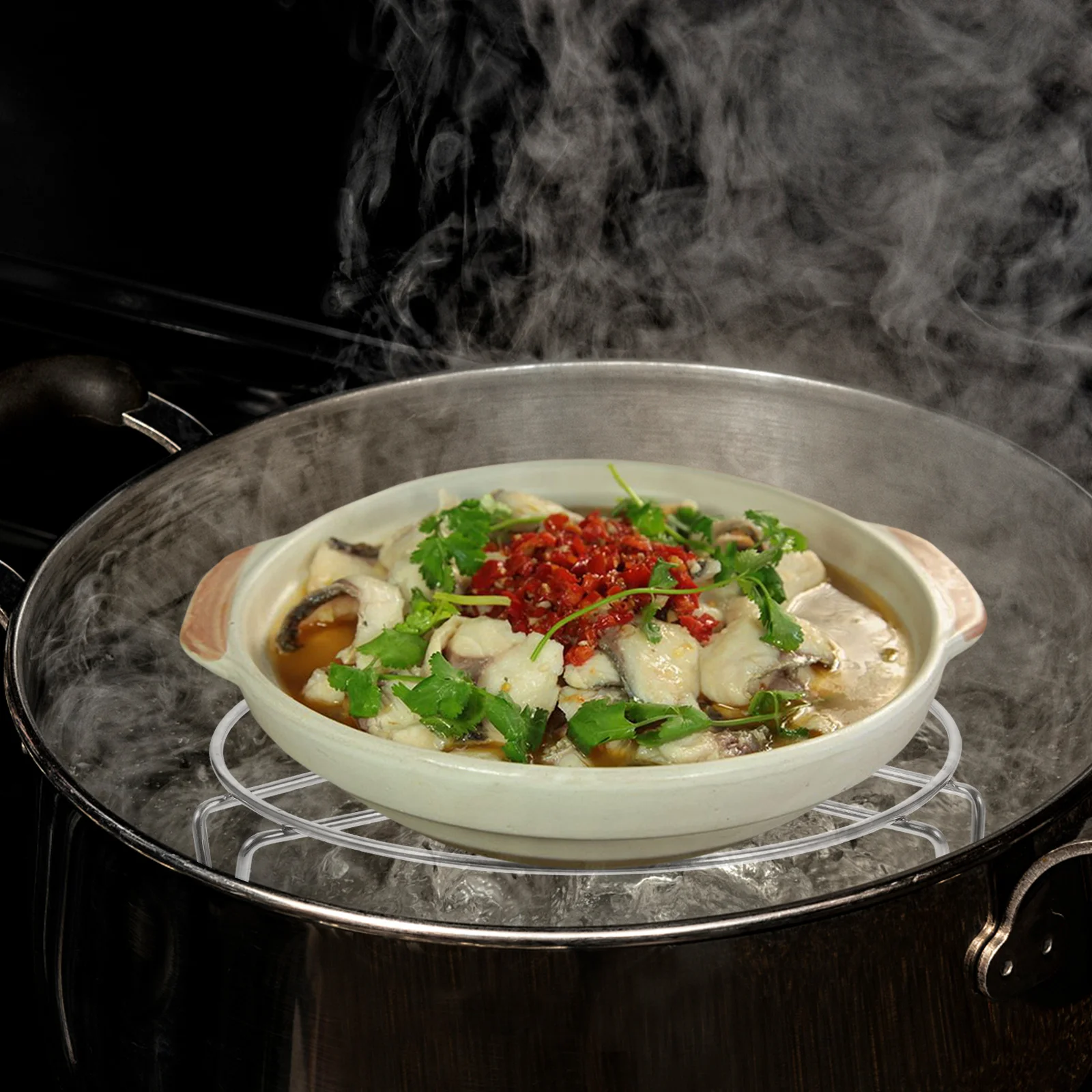 

3Pcs Stainless Steel Steaming Rack Lightweight Fast Heating Kitchen Cooking Tool for Fish Eggs Vegetables Meat Seafood