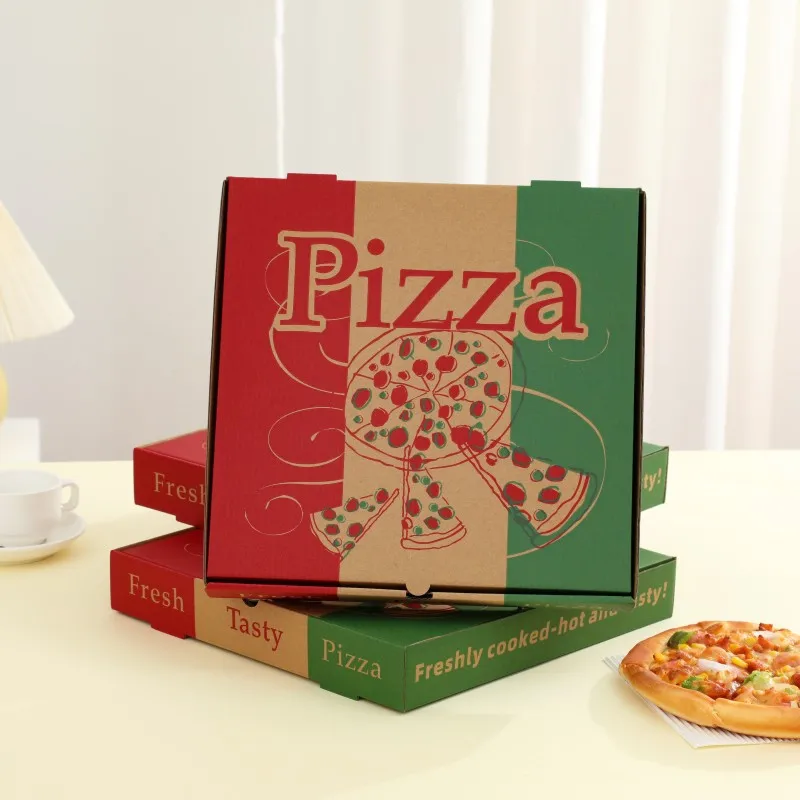 7/8/9/10 Inch Pizza Boxes Disposable Thick Packaging Box for Pizza Takeout Packaging Insulation Case Corrugated Paper Material