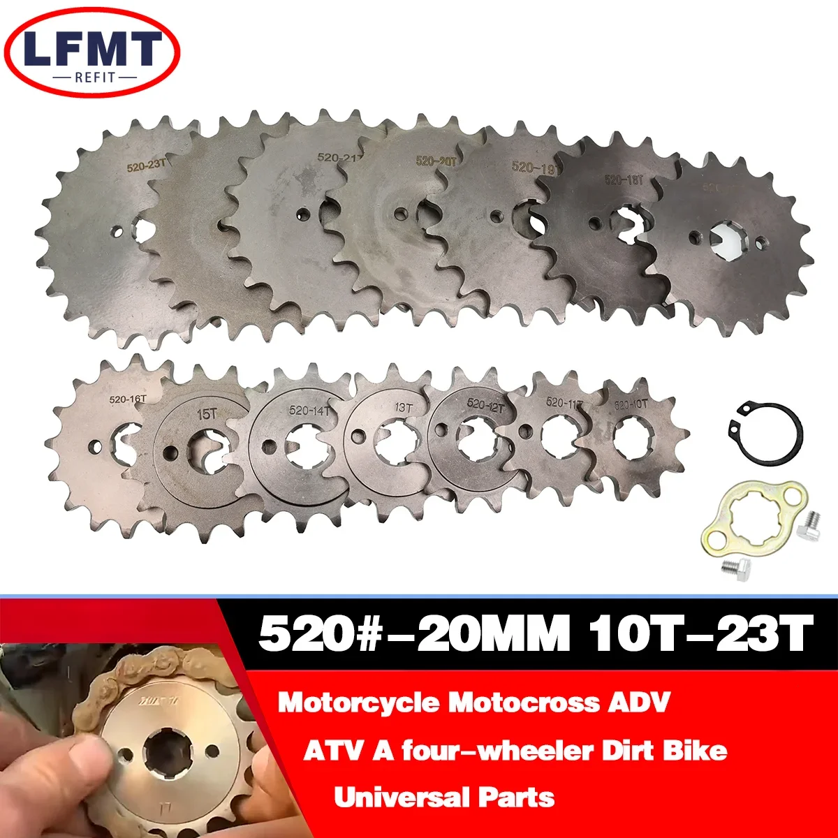 Front sprocket 520# 20mm 10T-23T Teeth Motorcycle ATV Four Wheel Car Dirt Bike For Yamaha Honda Kawasaki Suzuki KTM Beta