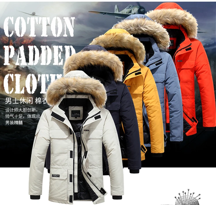 High-quality Winter New Model Solid-color Detachable Hat Warm and Cozy Cotton Coat with a Fur Collar for Men Outerwear