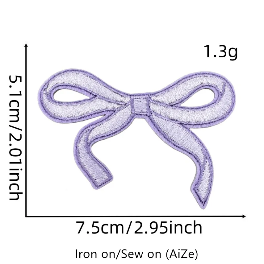 10 Pcs Bowknot Embroidered Patches Iron On Clothing Hat Bag Shoe Repair Material Phone Gift Box Decor DIY Accessory