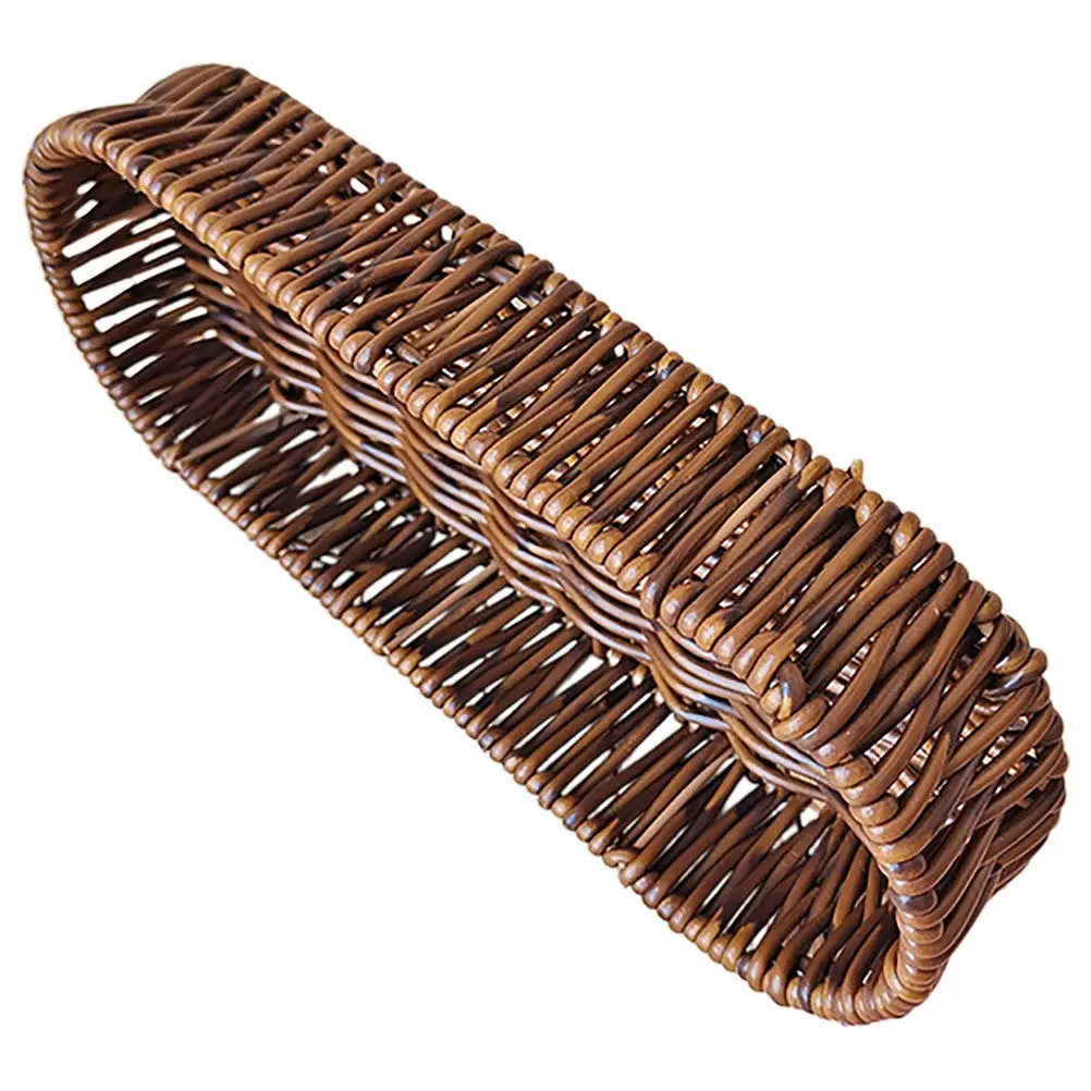 Oval Bread Basket Plastic Imitation Rattan Storage Box for Kitchen Dining Table Bread Serving Snacks Holder Wicker Basket