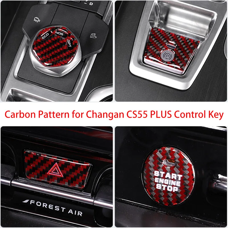 Carbon Pattern for Changan CS55 PLUS 2023 Control Key Decorative Sticker Air Conditioning Knob Cs55plus 2024